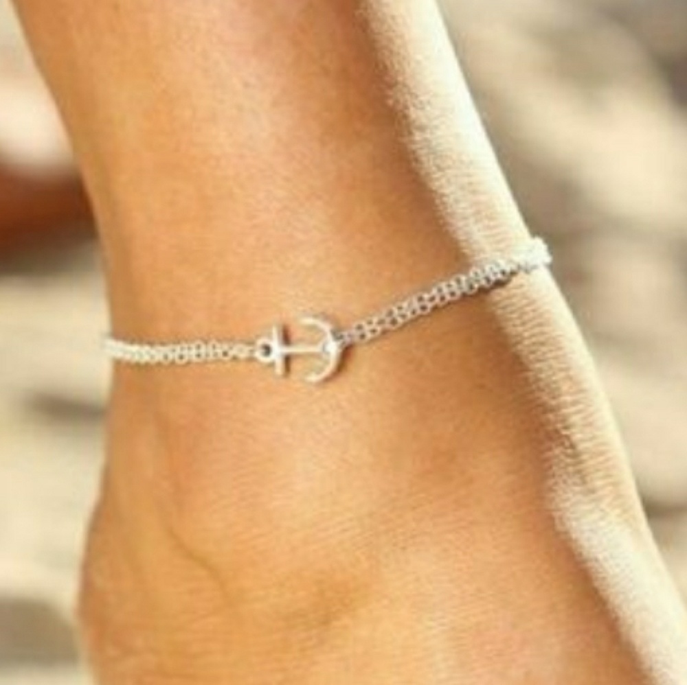 Silver Single chain Anchor Anklet - Picture 3 of 3